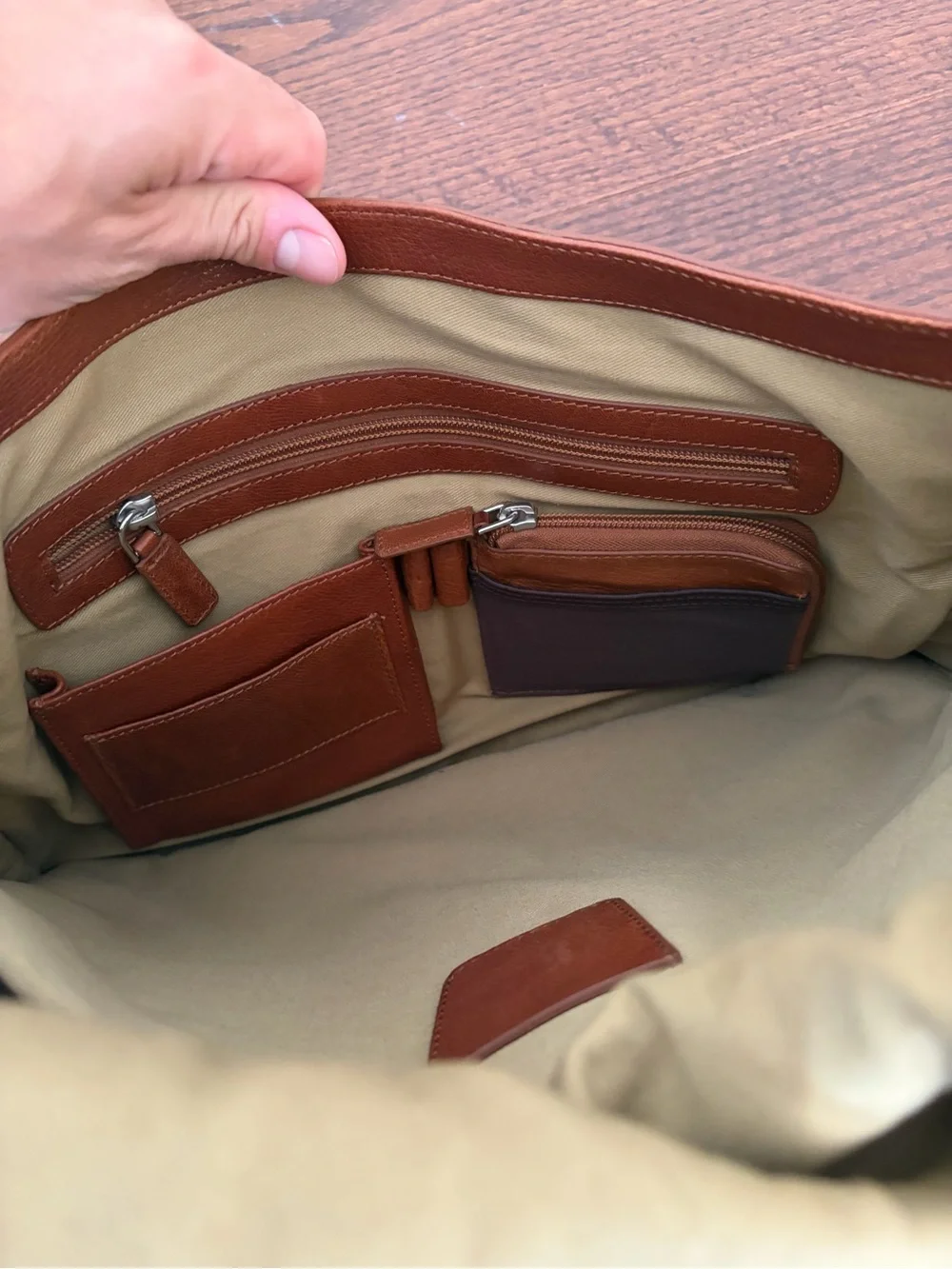 Cole Haan Brown Leather Messenger Bag with Adjustable Strap